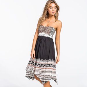 Volcom Spinternship Mixed Print Strapless Dress